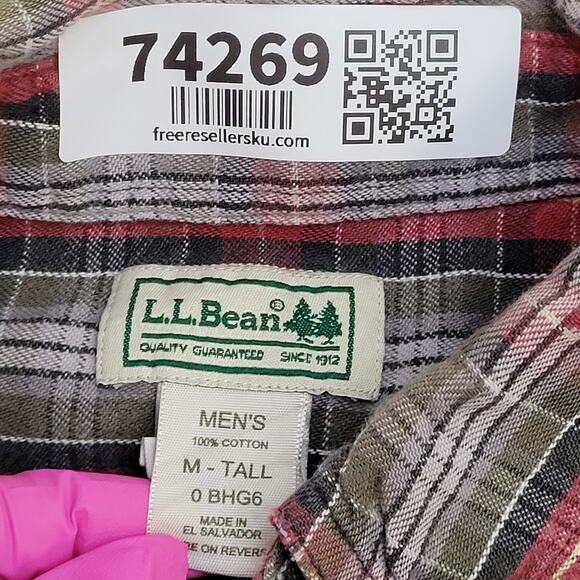 Vintage LL-Bean Flannel Shirt Medium 21x29 Baggy M-Tall - Picture 6 of 12